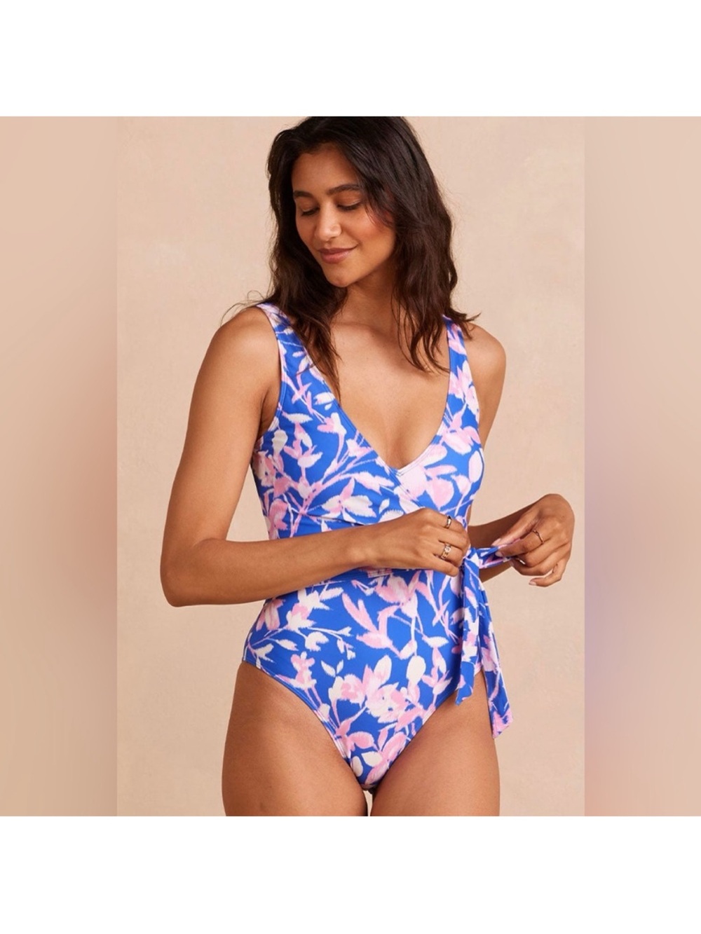 Summersalt Perfect Wrap One Piece - Preppy Petals in Hydrangea 4LT